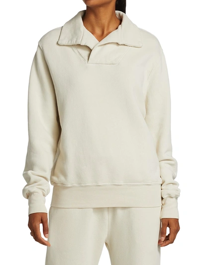 Shop Les Tien Women's Yacht Fleece Pullover Sweatshirt In Dove
