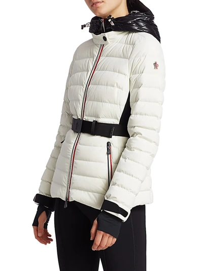 Shop Moncler Women's Grenoble Bruche French Flag Belted Puffer Ski Jacket In White