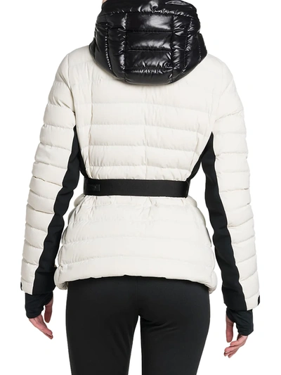 Shop Moncler Women's Grenoble Bruche French Flag Belted Puffer Ski Jacket In White