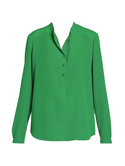 Shop Stella Mccartney Silk Crepe De Chine Tunic Blouse In Sparkly Green