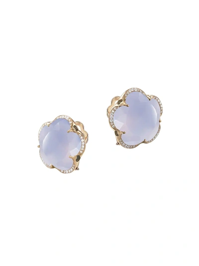 Shop Pasquale Bruni Women's Bon Ton 18k Rose Gold, Light Blue Chalcedony & Diamond Stud Earrings In Gold Multi