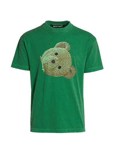 Shop Palm Angels Men's Classic Bear T-shirt In Green Black