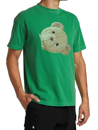 Shop Palm Angels Men's Classic Bear T-shirt In Green Black