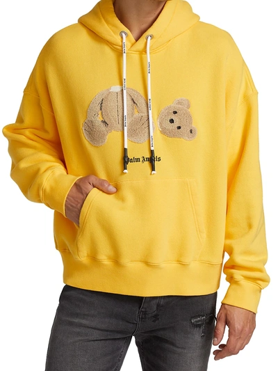 Shop Palm Angels Bear Hoodie In Yellow Black