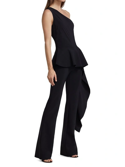 Shop Chiara Boni La Petite Robe Women's Kincso One-shoulder Peplum Jumpsuit In Black