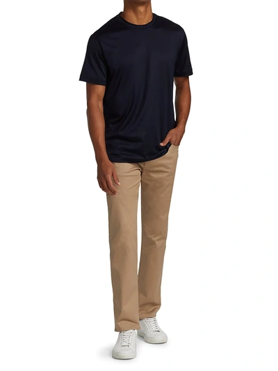 Shop Giorgio Armani Men's Silk & Cotton T-shirt In Navy
