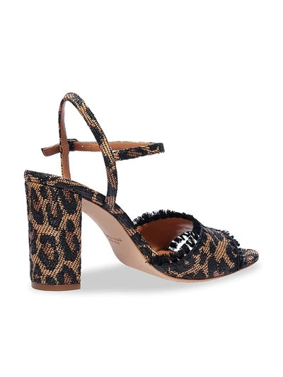 Shop Kate Spade Olivia Raffia Tassle Sandal In Leopard