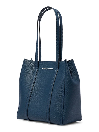 Shop Marc Jacobs Large E-the Shopper Leather Tote In Blue Sea