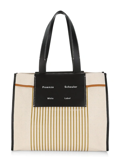 Shop Proenza Schouler White Label Women's Xl Striped Leather And Canvas Shopper In Natural