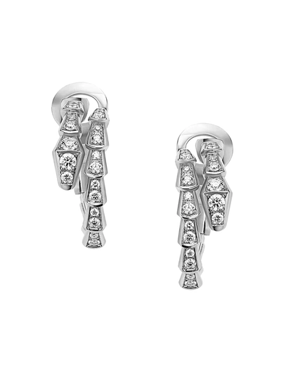 Shop Bvlgari Women's Serpenti Viper 18k White Gold & Diamond Earrings