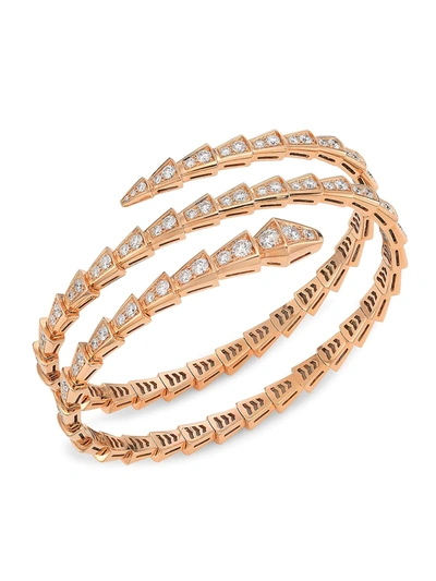 Shop Bvlgari Women's Serpenti Viper 18k Rose Gold & Diamond Bangle In Pink Gold