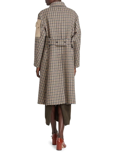 Shop Maison Margiela Wool Check Double-breasted Coat In Check Brown And Beige