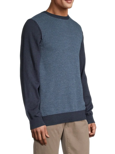 Shop Canali Colorblock Seed Stitch Sweater In Blue
