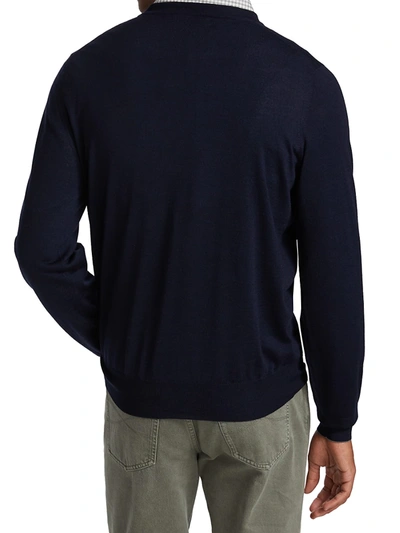 Shop Brunello Cucinelli Men's Wool-cashmere Blend Sweater In Navy