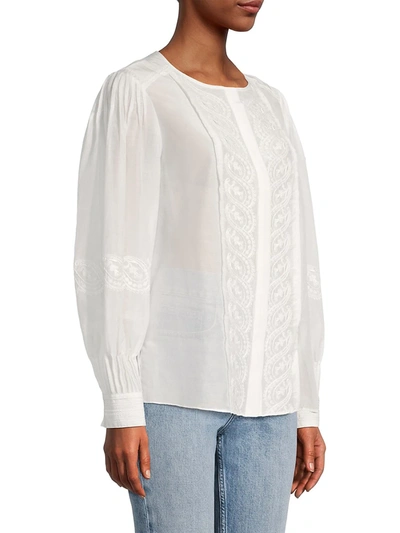 Shop Kobi Halperin Women's Evin Embroidered Cotton & Silk Blouse In White