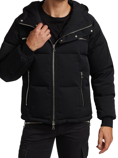 Shop Balmain Hooded Down-filled Puffer Jacket In Noir
