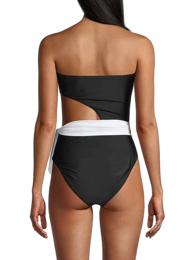 Shop Ramy Brook Women's Knit Gigi Strapless One-piece Swimsuit In Black White
