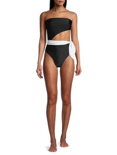 Shop Ramy Brook Women's Knit Gigi Strapless One-piece Swimsuit In Black White