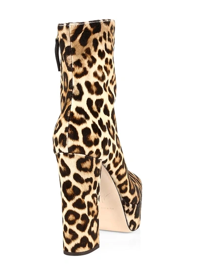 Shop Giuseppe Zanotti New York 80 Cheetah Print Platform Booties In Leopard
