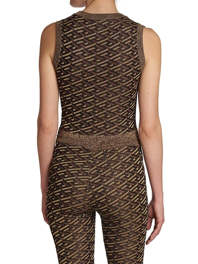 Shop Versace Rebel Spirit: Sporty Vibes Monogram Sweater Vest In Black Gold