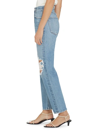 Shop Agolde Women's 90's High-rise Distressed Pinch-waist Straight-leg Jeans In Backdrop