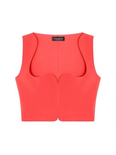 Shop Versace Cocktail & Evening Stretch Cady Crop Top In Red