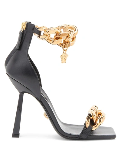 Shop Versace Women's Medusa Chain High-heel Sandals In Black