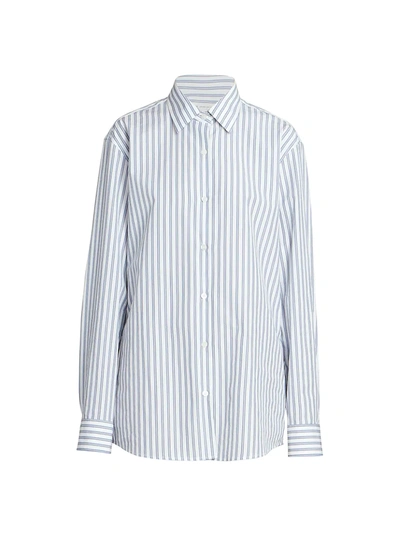 Dries Van Noten Clavelly Stripe Poplin Shirt In White | ModeSens