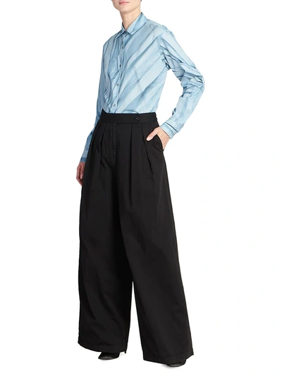 Shop Dries Van Noten Women's Pleated Wide-leg Trousers In Black