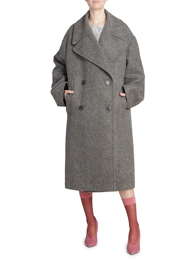 Oversized Double-breasted Wool Coat In Grey
