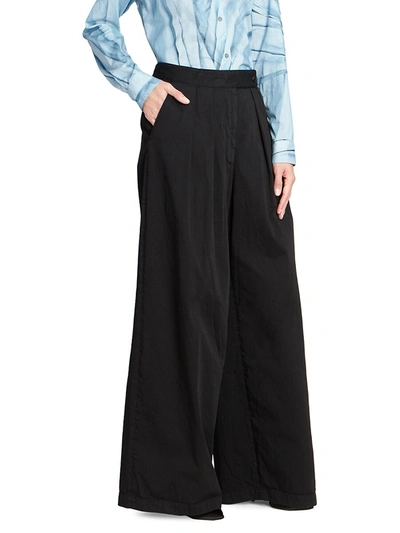 Shop Dries Van Noten Women's Pleated Wide-leg Trousers In Black