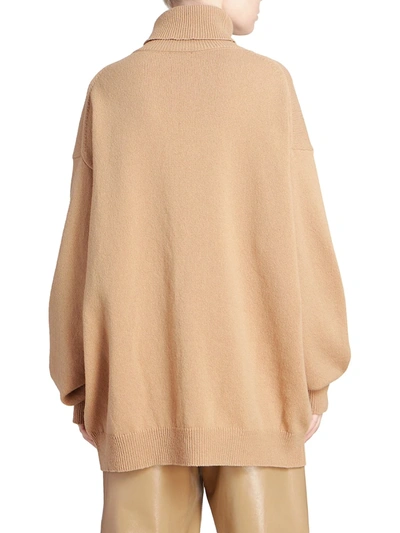 Shop Dries Van Noten Merino Wool Oversized Turtleneck Sweater In Camel