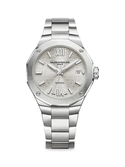 Shop Baume & Mercier Women's Riviera 10615 Stainless Steel Bracelet Watch In Silver