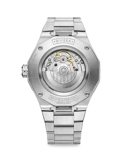 Shop Baume & Mercier Men's Riviera 10621 Stainless Steel Bracelet Watch In Silver