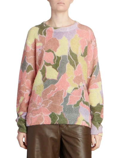 Shop Dries Van Noten Floral Alpaca-blend Sweater In Peach
