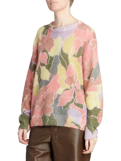 Shop Dries Van Noten Floral Alpaca-blend Sweater In Peach