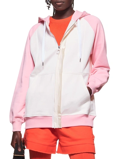Shop Az Factory Women's Colorblocked Logo Hoodie In White Pink