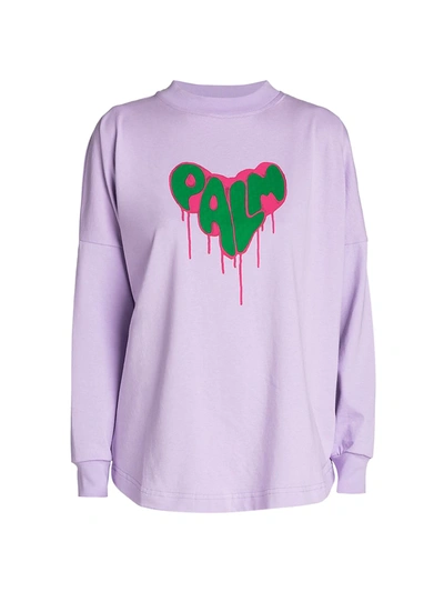 Shop Palm Angels Spray Paint Heart Logo T-shirt In Lilac Fuschia