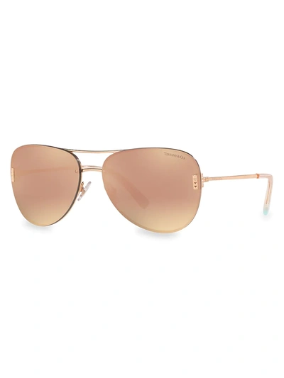 Shop Tiffany & Co Women's 62mm Pilot Mirrored Sunglasses In Pink