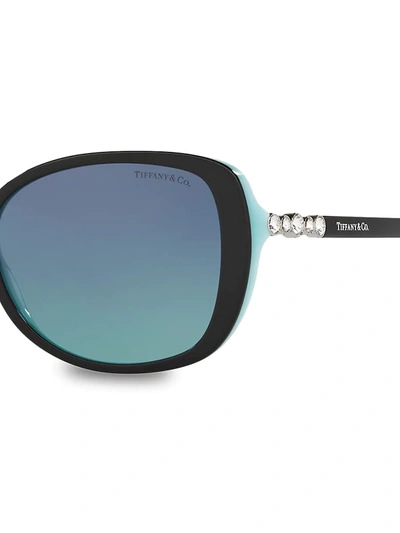 Shop Tiffany & Co Women's 55mm Rectangular Sunglasses In Black Blue