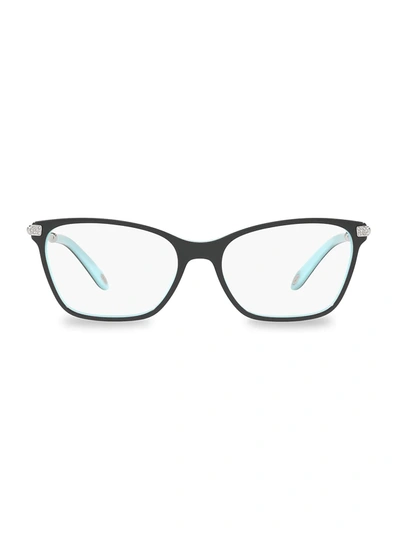 Shop Tiffany & Co Women's 54mm Butterfly Eyeglasses In Black Blue