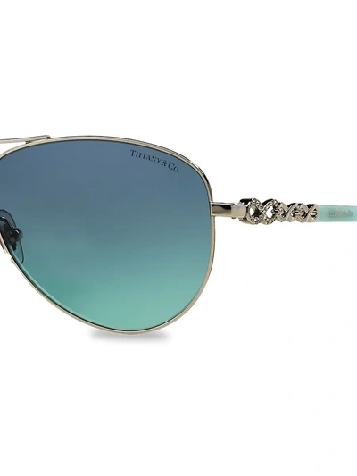 Shop Tiffany & Co Women's 58mm Aviator Sunglasses In Silver Blue