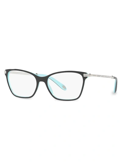 Shop Tiffany & Co Women's 54mm Butterfly Eyeglasses In Black Blue