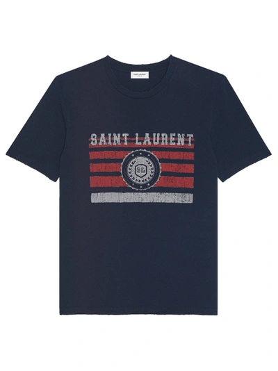 Shop Saint Laurent Boyfriend-fit League T-shirt Marine Blue