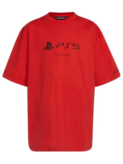 Shop Balenciaga X Playstation Ps5 Oversized T-shirt Vermillion Red