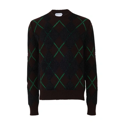 Shop Bottega Veneta Argyle Pullover Sweater In Fon Black Parak