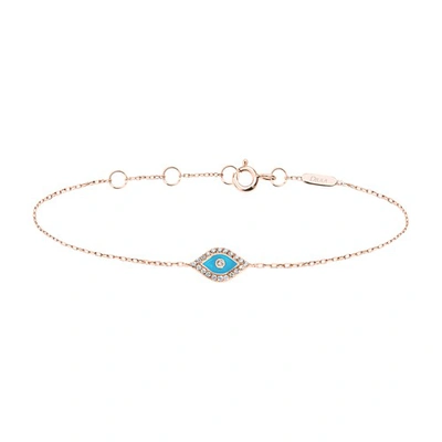Shop Djula Blue Enamel Eye Bracelet In Or Rose
