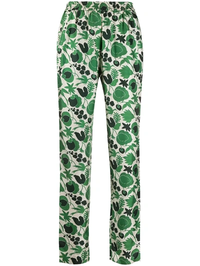 Shop La Doublej Wildbird Print Pyjama Trousers In Green