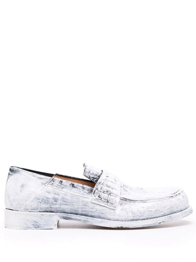 Shop Maison Margiela Painted Leather Mocassins In White