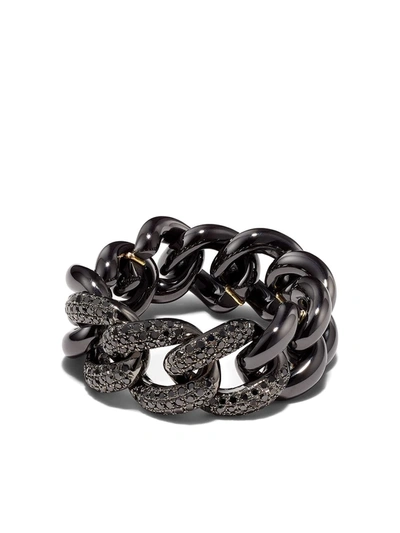 Shop Shay 18kt Black Gold Diamond Chain Ring
